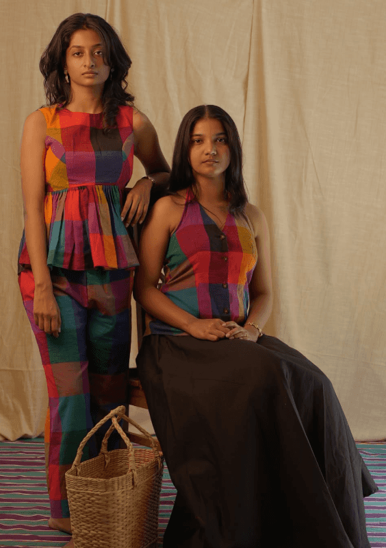 Mahil Thari colour-block lookbook portrait